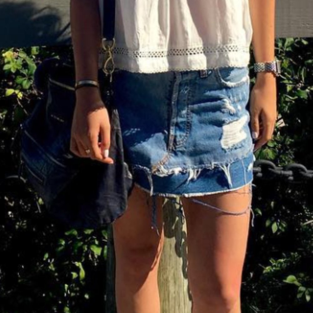 VINTAGE Distressed Levi's Jean Mini Skirt